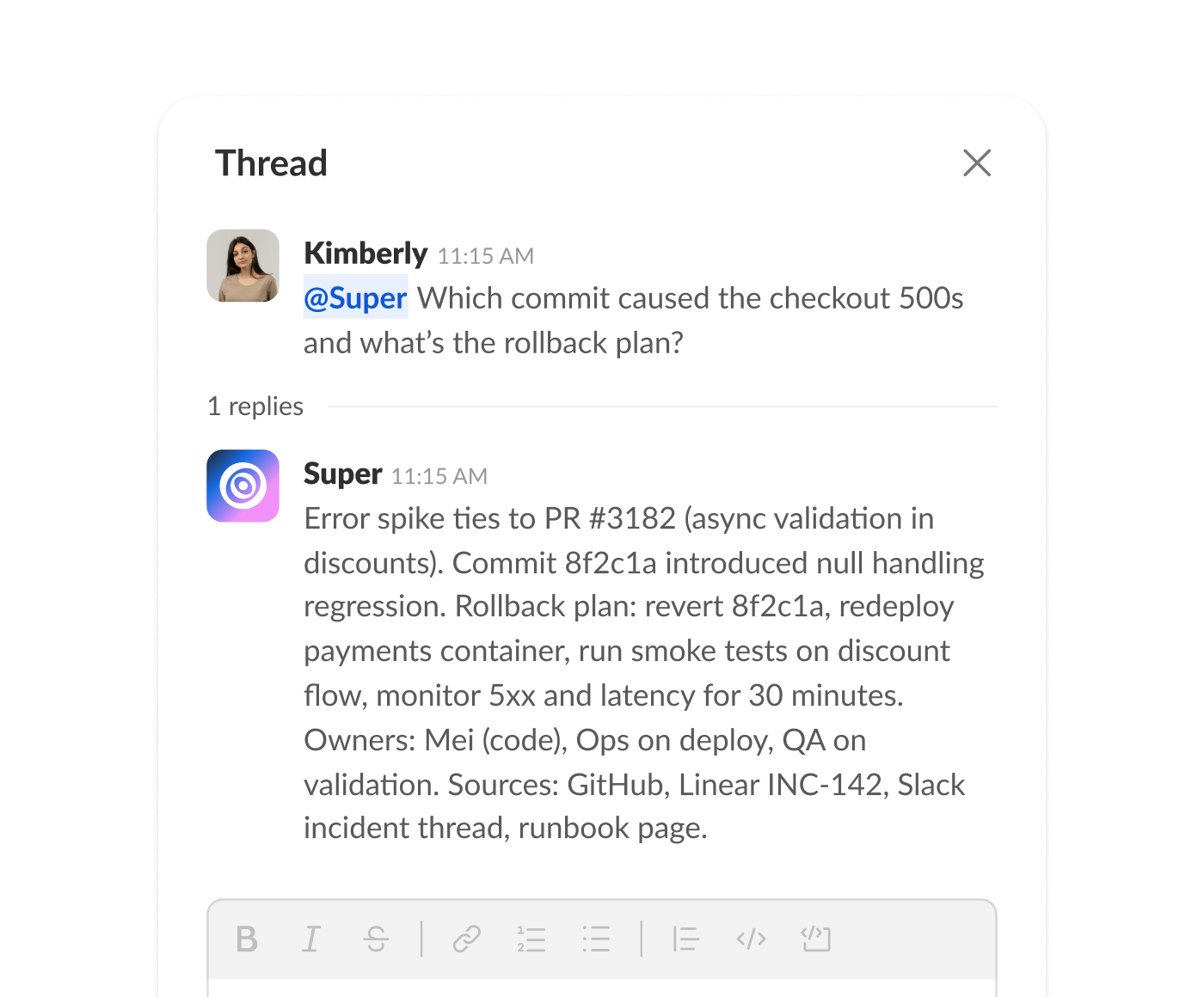 Link tasks, PRs, and deploys for faster rollbacks
